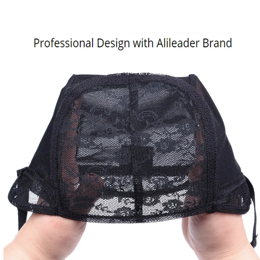 Adjustable Strap Double Layer Lace Net Wig Cap Black Weaving Wig with Hair Extension Tools