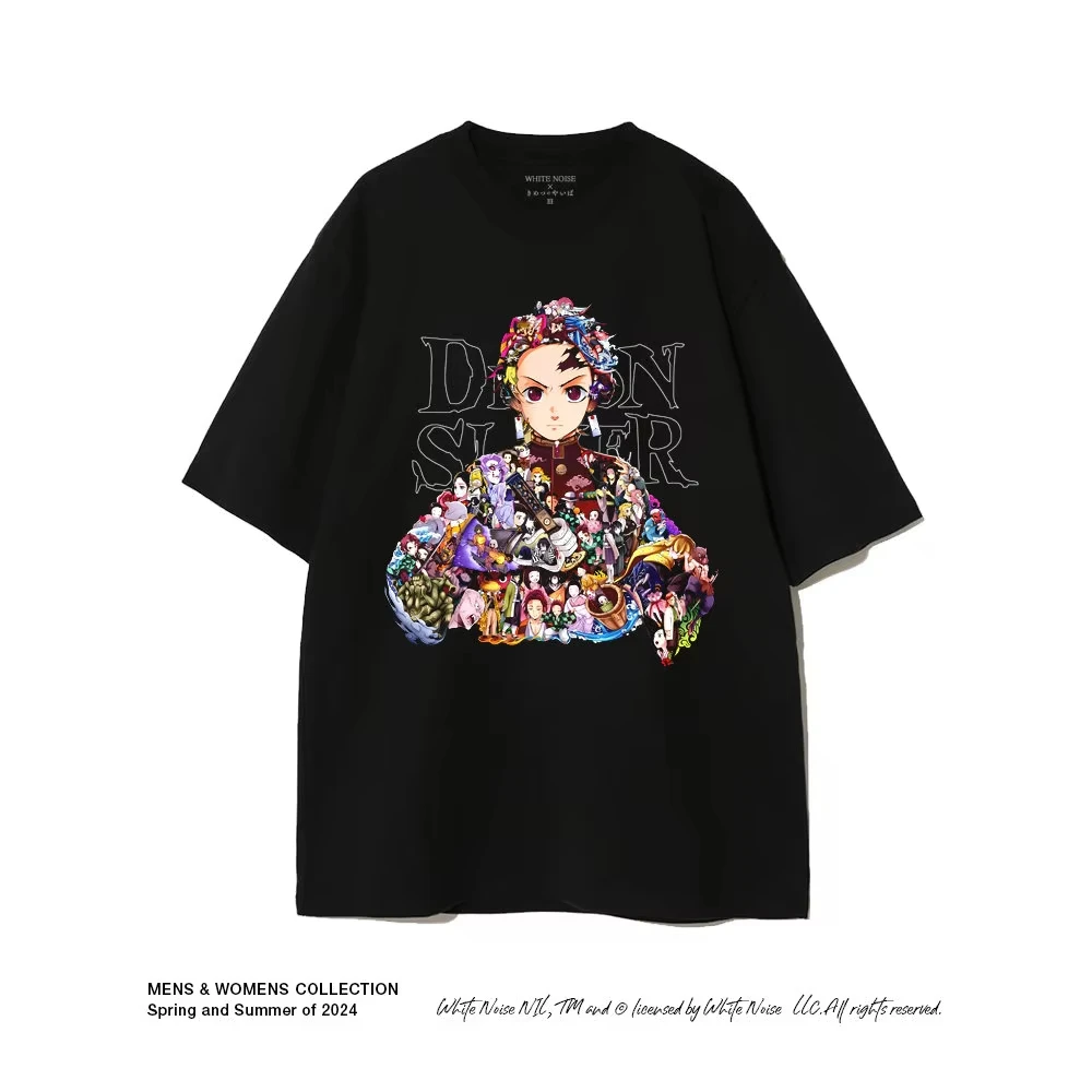 

Demon Annihilation Blade Charcoal Treatment Lang You Bean Inflammation Column Printed Short Sleeved Men's and Women's T-shirts