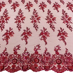 Tissu de dentelle de tulle de perle de broderie de maille, Afrique, Moyen-Orient