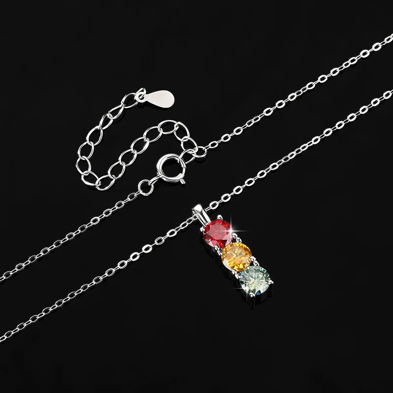 Moissanite 5mm Color Trinity Pendant Necklace GRA D VVS1 S925 Sterling Silver Engagement Daily For Men And Women Luxury Elegant