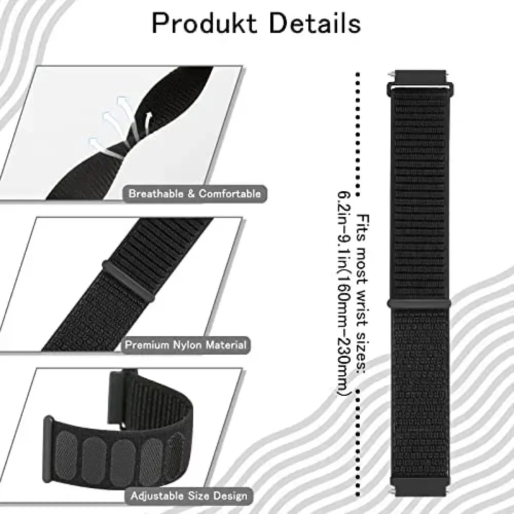 Correa de nailon trenzado de 20mm y 22mm para Garmin Forerunner 970 165 55 965 265 255 955 Venu 3/2 Band para Garmin Active 6/Vivoactive 5 6
