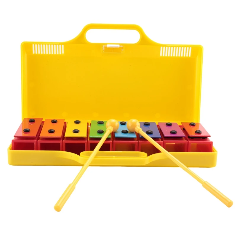 8 Notes Chromatic Xylophone Glockenspiel Resonator Bells With Yellow Case