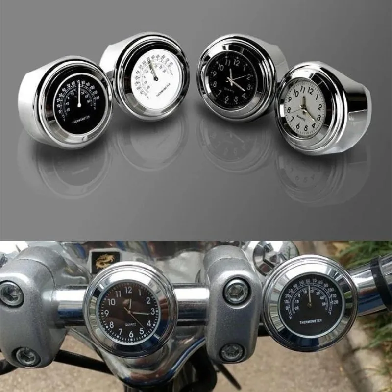 Motorcycle Waterproof Handlebar Mount Dial Clock/Thermometer