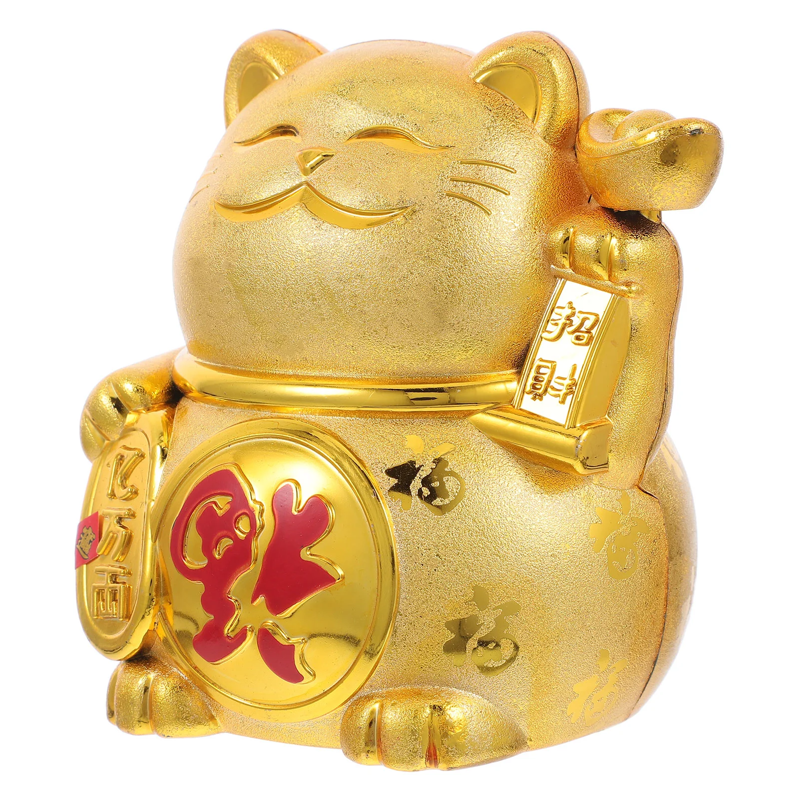 

Spring Festival Housewarming Ornaments Cat Waving Pouch Golden Plastic Japanese