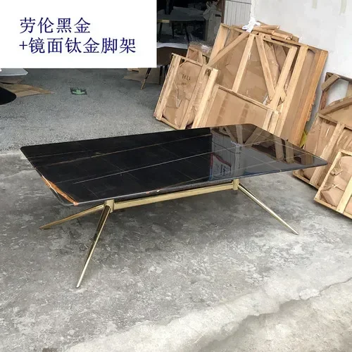 X new LBX Italy Light Luxury round Combined Tea Table Modern Black Gold Marble High and Low Personality Side Table