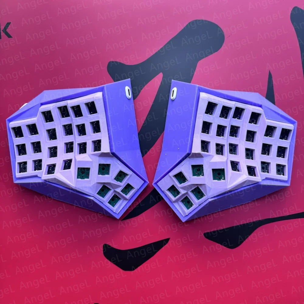 Angry Miao AM Hatsu Split Keyboard Kit Similar Custom  Hotswap Wired Single-mode Curved Mechanical Keyboard Ergonomics  Teclado