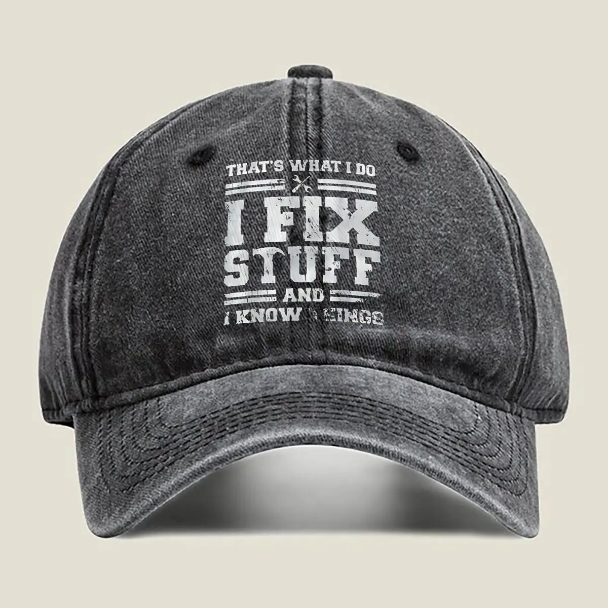 

Fix Stuff - Bold, Text, Fun, Edgy, Minimalist - Themed Design Washed Baseball Cap
