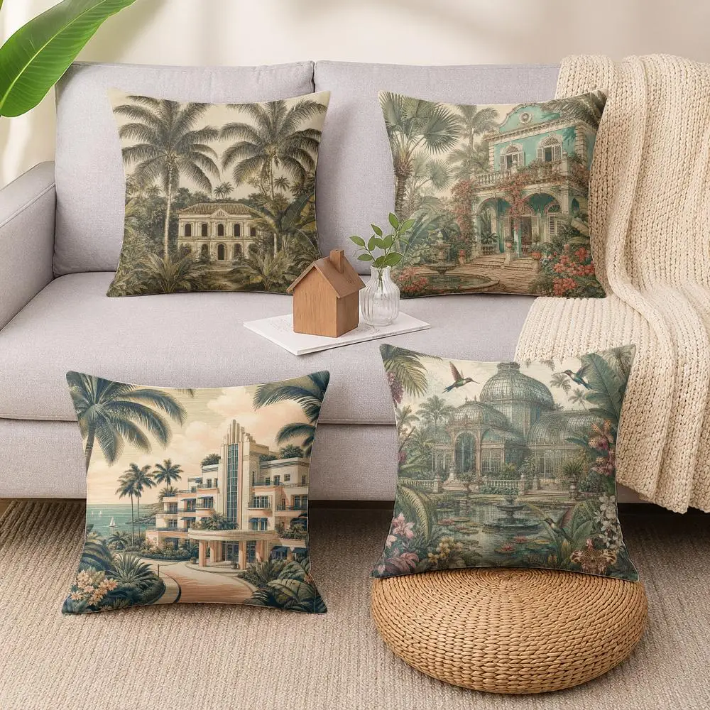 Tropical Heritage Estate Cushion Cover Luxury Soft Plush Short Fur Cushion Case Warm Cozy Sofa Bed Decorative Home