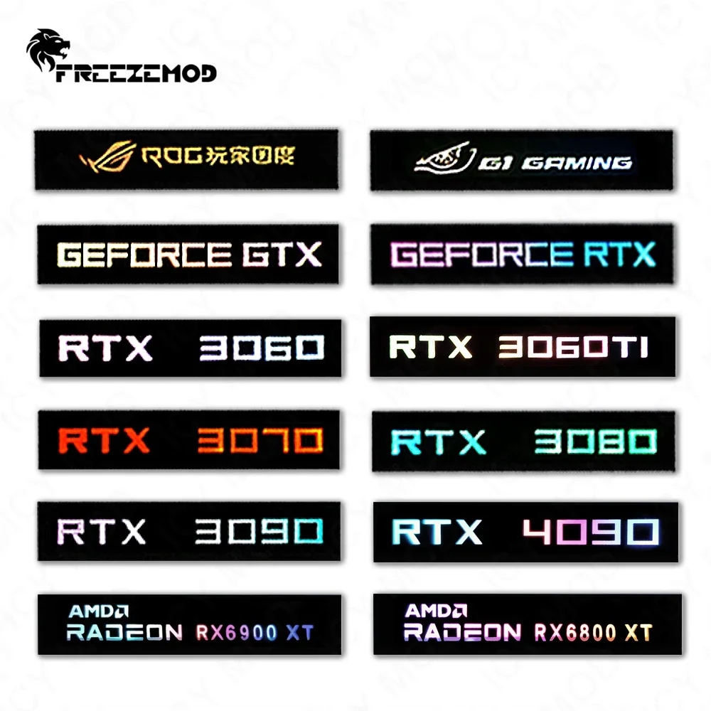 Freezemod gpu painel lateral rtx3090 gtx rog pc decoração placa de placa de vídeo de fé refrigerador de água da lâmpada aura sync refrigeração líquida argb