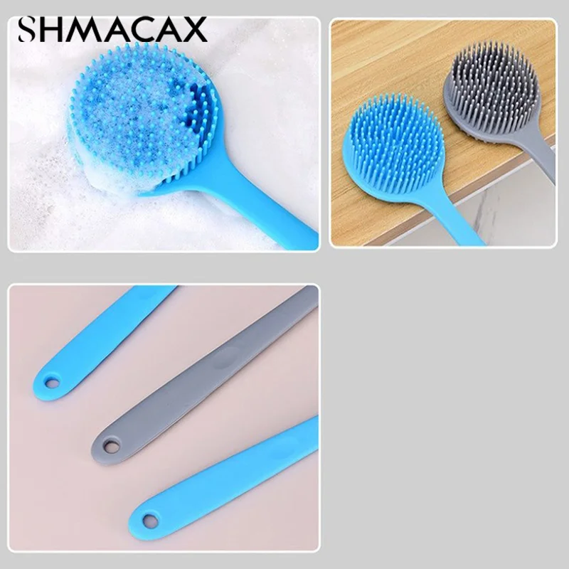 Épurateur de dos en silicone, épurateur corporel à long manche, brosse de douche légère et facile à tenir pour les livres de peau et l'expérimentation avec un crochet gratuit