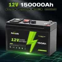 LiFePO4 12V 150Ah Battery,4000+ Cycles Rechargeable Lithium Battery,Built-in BMS,Perfect for Ride on Toys,Scooters,Fish Finders