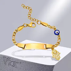 Vnox Free Custom Girls Bracelets, Customize Name Birth Date Gift for New Borns, Anti Allergy Stainless Steel Girls Boys Bracelet