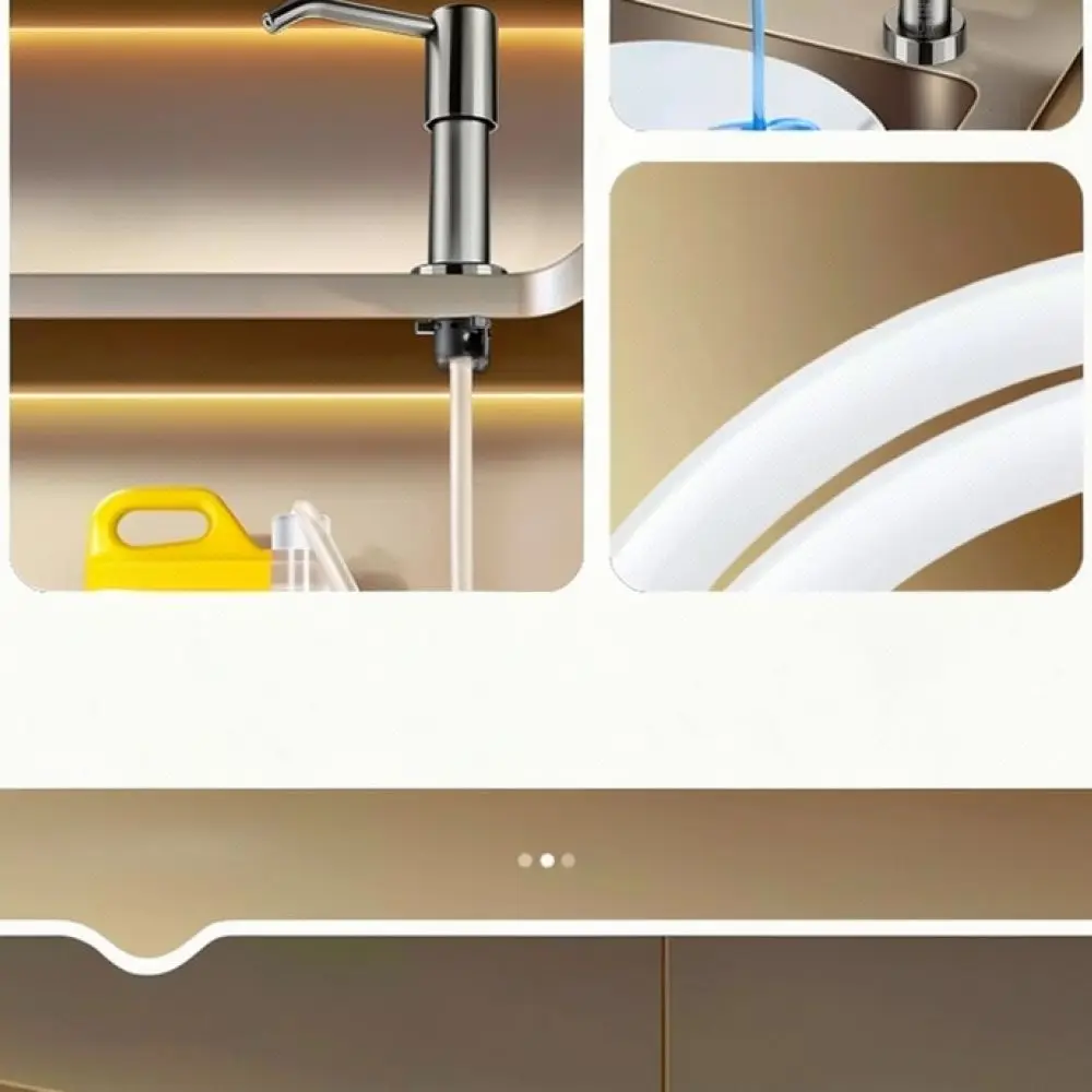 Stainless Finish Soap Dispenser Pump Head Kitchen Sink Detergent Applicator With Extension Tube Manual Press