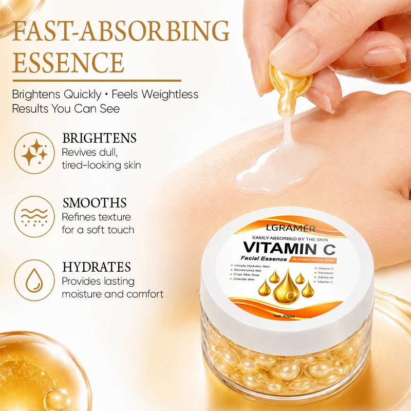 Vitamin C Brightening Essence Capsules,Anti-Aging Moisturizing Facial Essence,Firming Skin Care Capsules Suitable for All People