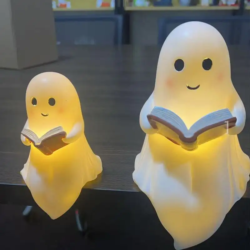 

Halloween Cute Ghost Lamp Battery Powered Light Up Halloween Ornament Lovely Ghost Figurine Light for Bedroom Study Room Reader