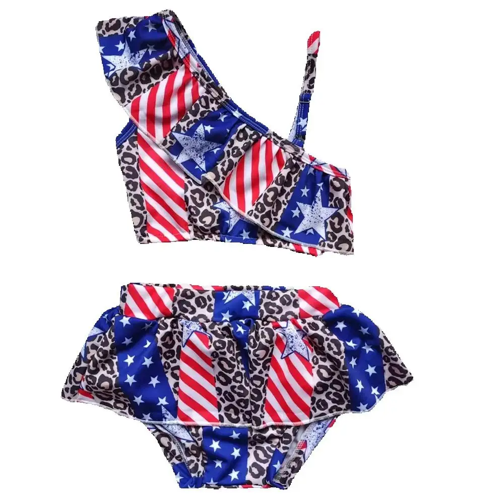 

S0094 toddler girl clothes summer patriotic swimsuit swimwear