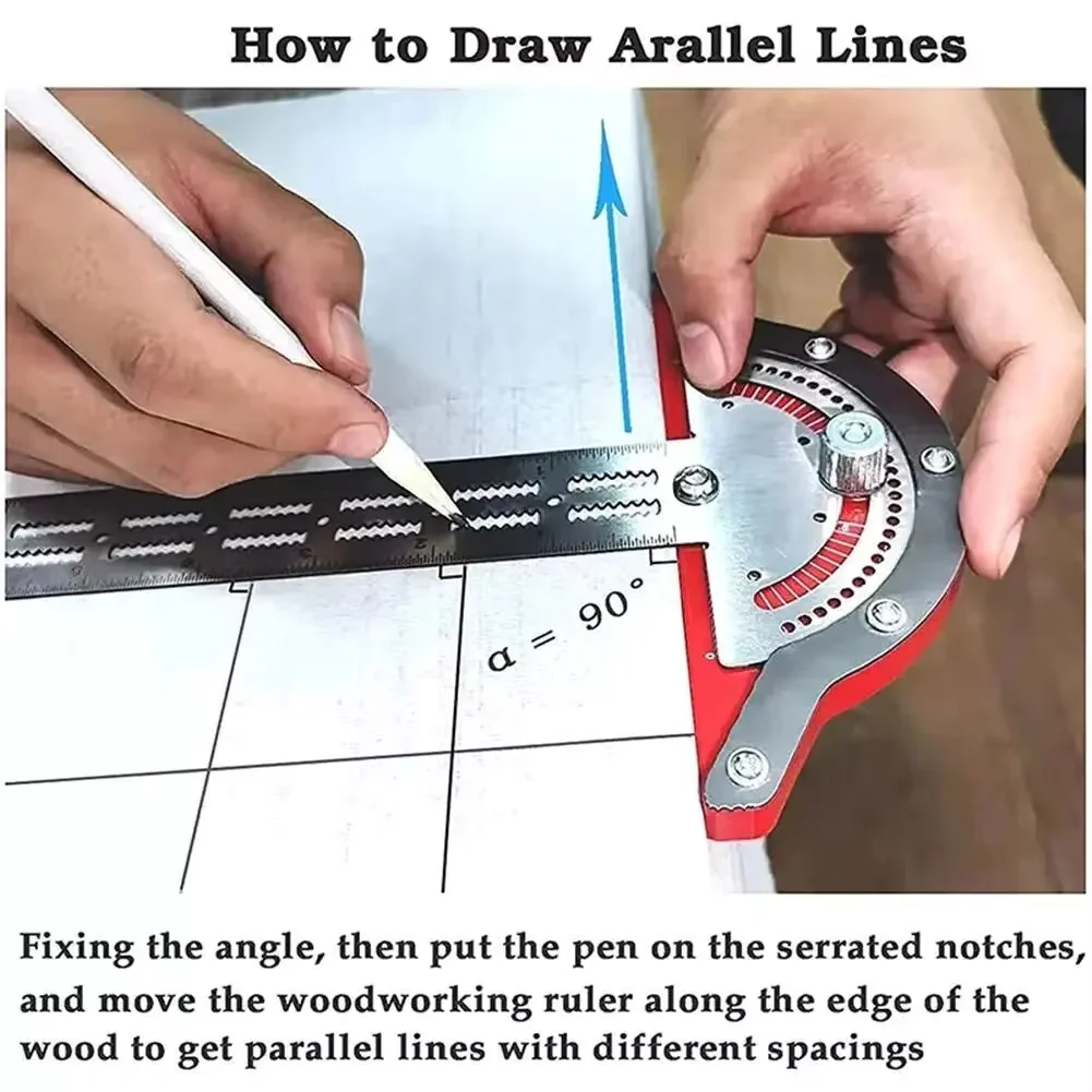 Top-Rated 10/15/20 Inch Precision Woodworking Edge Ruler 0-70° Adjustable Angle Finder Measuring Tool