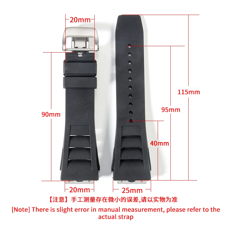 Silicone Watch Strap for Richard Mille Waterproof Sweatproof Comfortable To Wear Rubber Watch Band Accessories 25mm Wristband