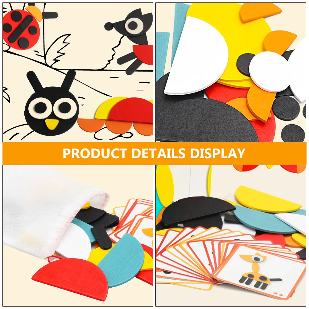 

1 set 1 Set Wooden Pattern Blocks Geometric Shape Tangram Plaything Educational Sorting Game Jigsaw
