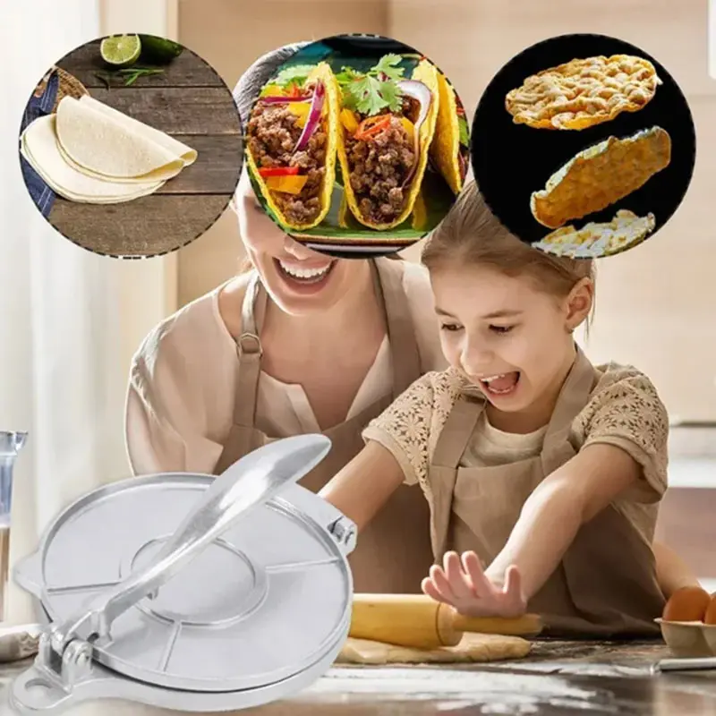 لتقوم بها بنفسك دليل جهاز ضغط التورتيلا صانع الألومنيوم للاستخدام المنزلي غير عصا الثقيلة عجينة الذرة الصحافة المكسيكي صانع الخبز المسطح 16/20 سنتيمتر #2
