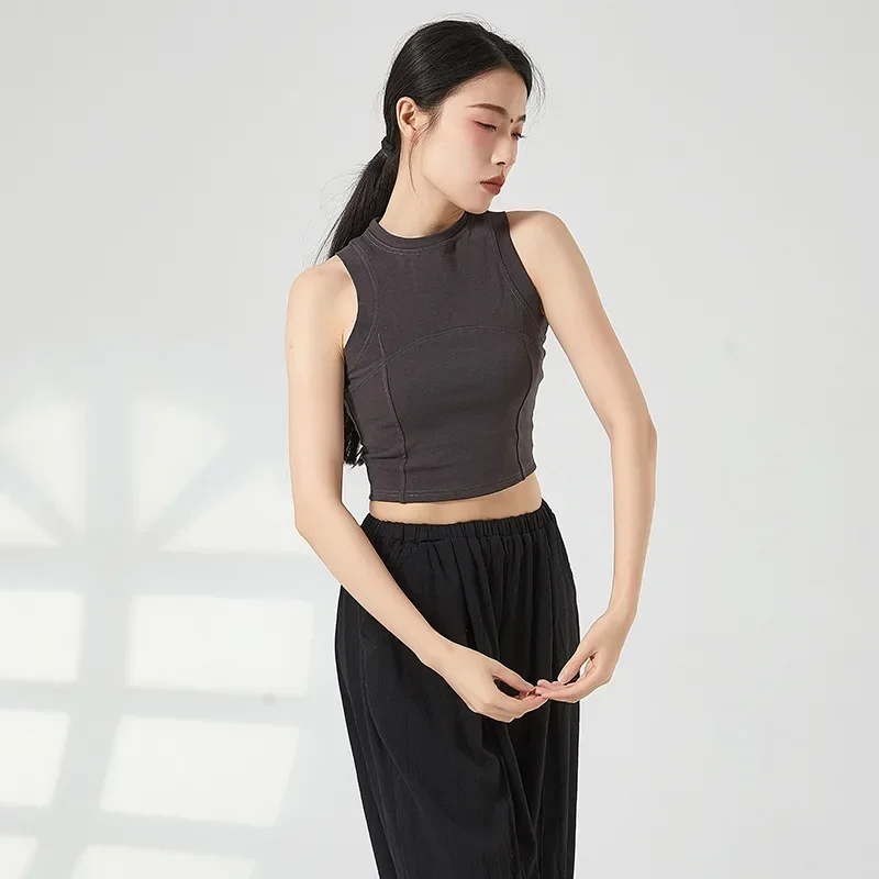 Dance sleeveless neck vest modern ballet slim temperament practice clothes wear classical dance