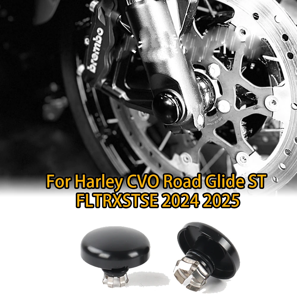 

Harley Touring Front Axle Nut Caps Gloss Black for Road Glide FLTRX 2024-2025 Direct Fit Security Cover