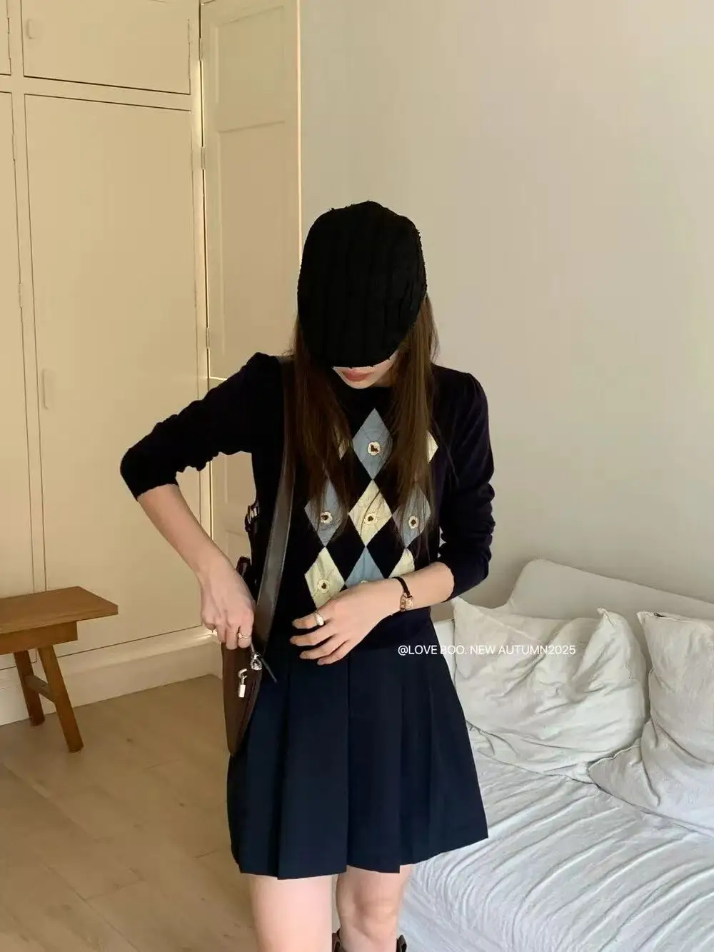 

Корейский простой универсальный вязаный пуловер с круглым вырезом, женский осенне-зимний новый модный тонкий свитер с длинными рукавами и ромбовидной сеткой, топы