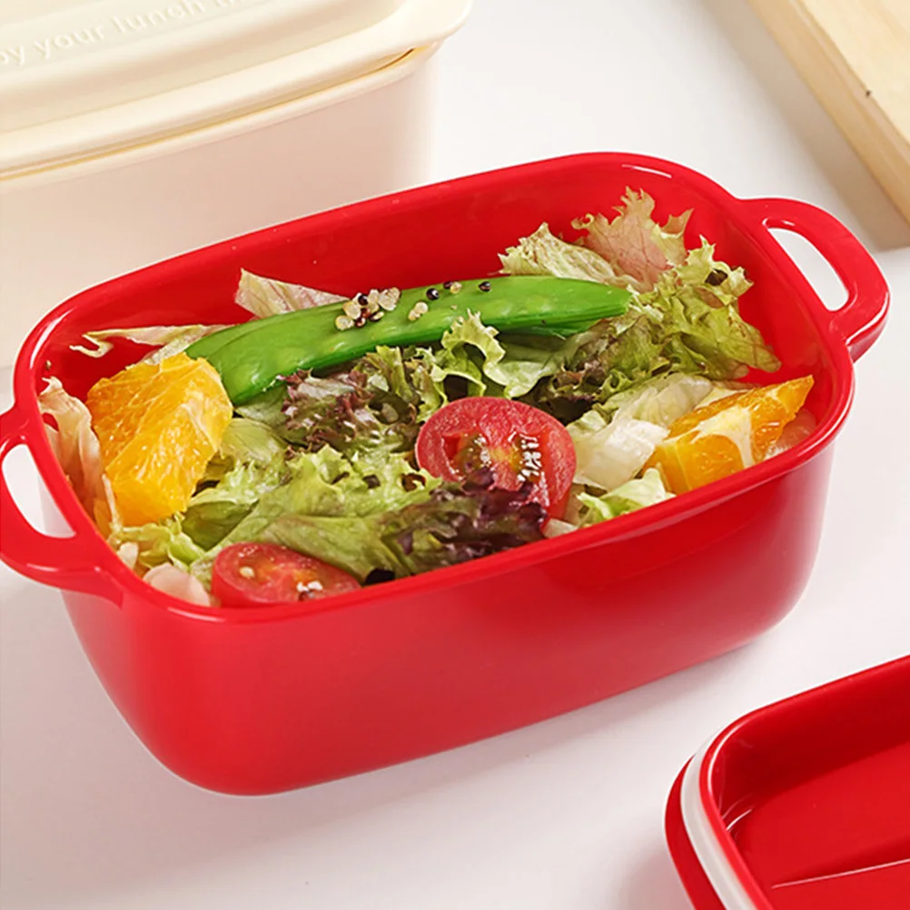 

1Pcs Lunch Box Bento Container Red Portable Single Layer Food Box Microwave Heating Insulated Convenient for Work School Picnic