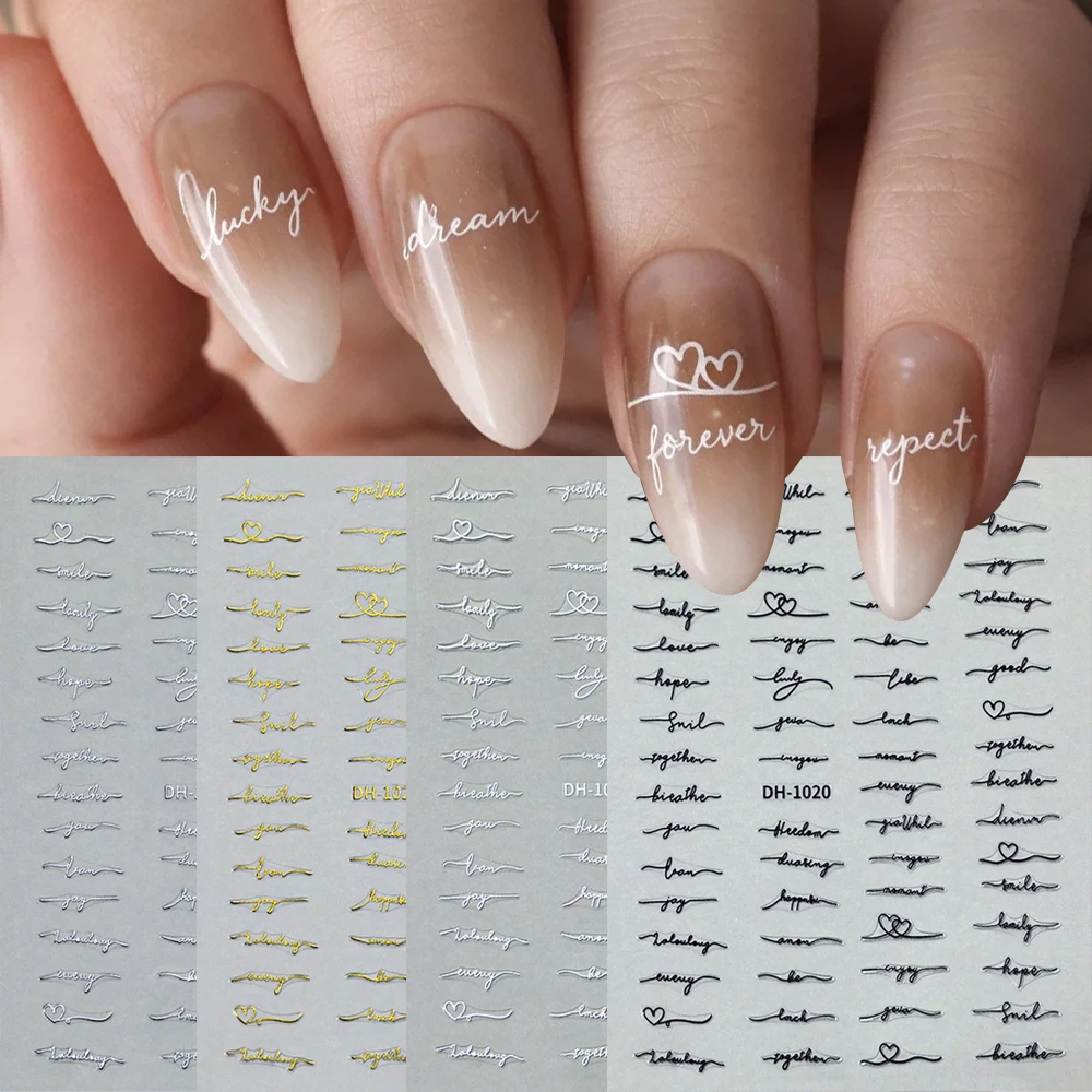 2pcs English Letter Vintage 3D - Nail Art Love ulasan dan harga