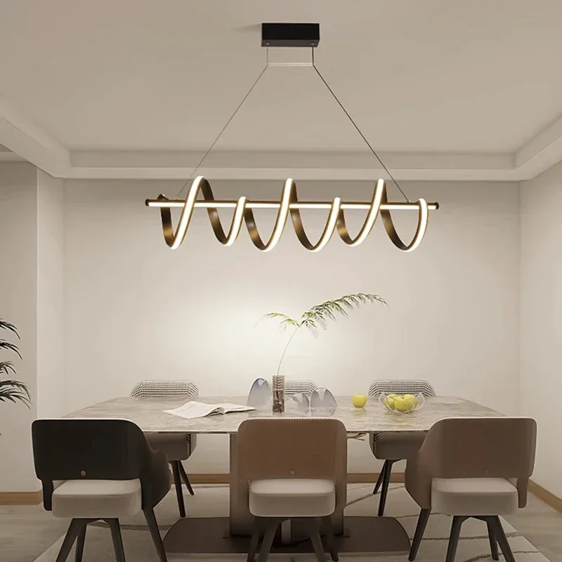 Postmodern Nordic Minimalist Luxury Designer Style Restaurant Chandelier Art Spiral Winding Bar Aluminum Line Ceiling Light