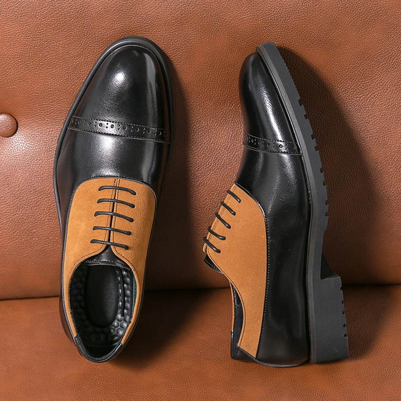 Men Lace Up Two Tone Oxford Shoes, Work Office Dress Shoes