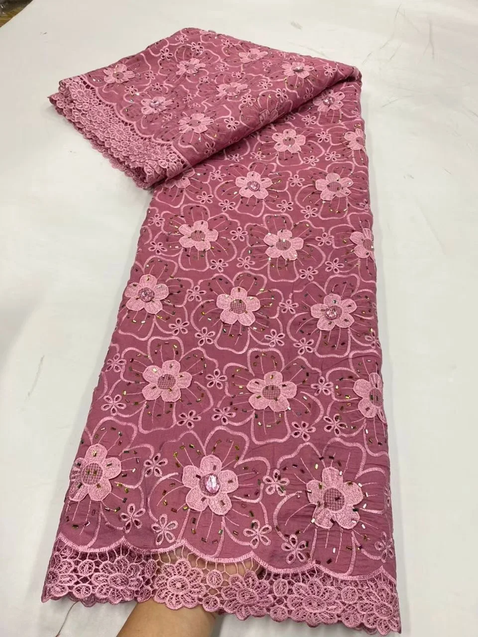 

Nigerian High-Quality Tulle Lace Fabric for Sewing Wedding Dress Chiffon Party Guipure Embroidery Cotton 5Yard 2026 JL573
