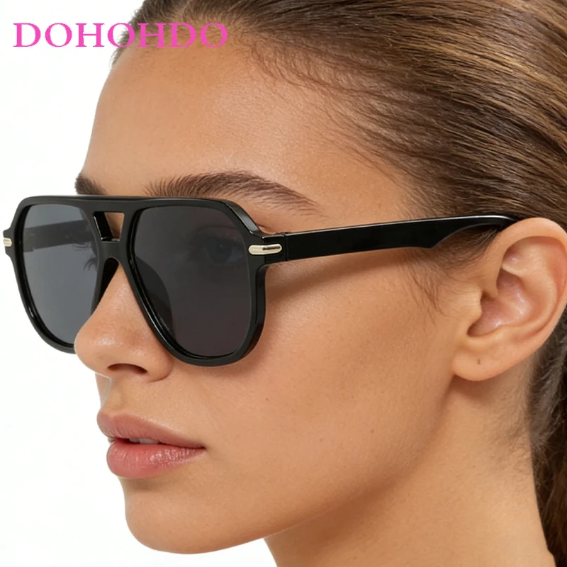 

Trendy Twin Bridge Pilot Women Sunglasses Brand Design Oversized Frame Popular Classic Men Sunglass Fishing Drive Eyewear UV400