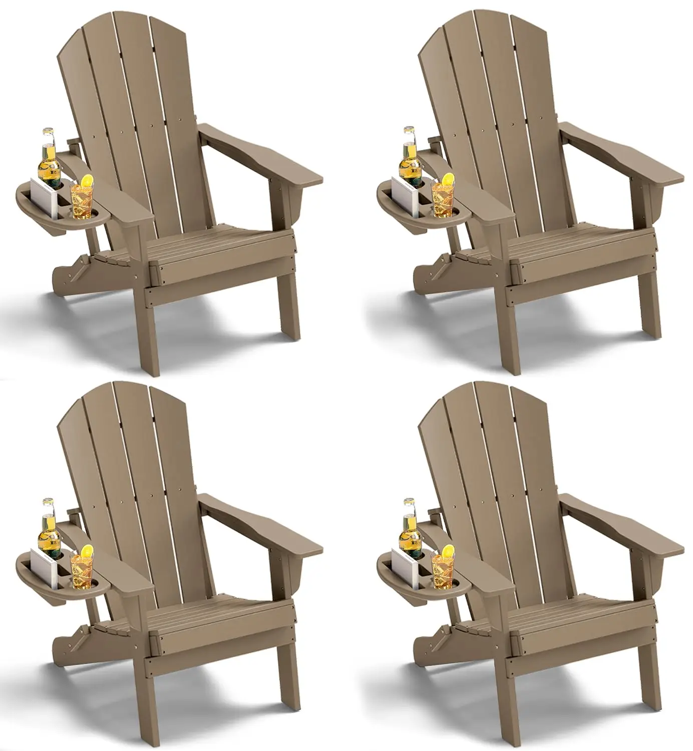 

Adirondack Chair Set of 4, HDPE Folding Adirondack Chair with Multifunctional Cup Holder, Weather Resistant Fire, Customized