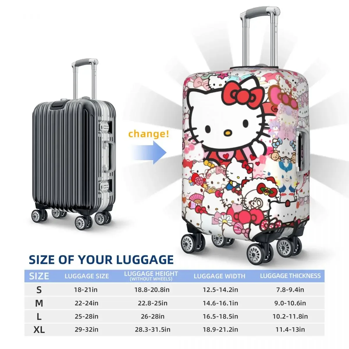 Sanrio Hello Kitty gemusterter Koffer, verdickter und verschleißfester Reisekoffer, karierter Koffer zum Schutz vor Staub