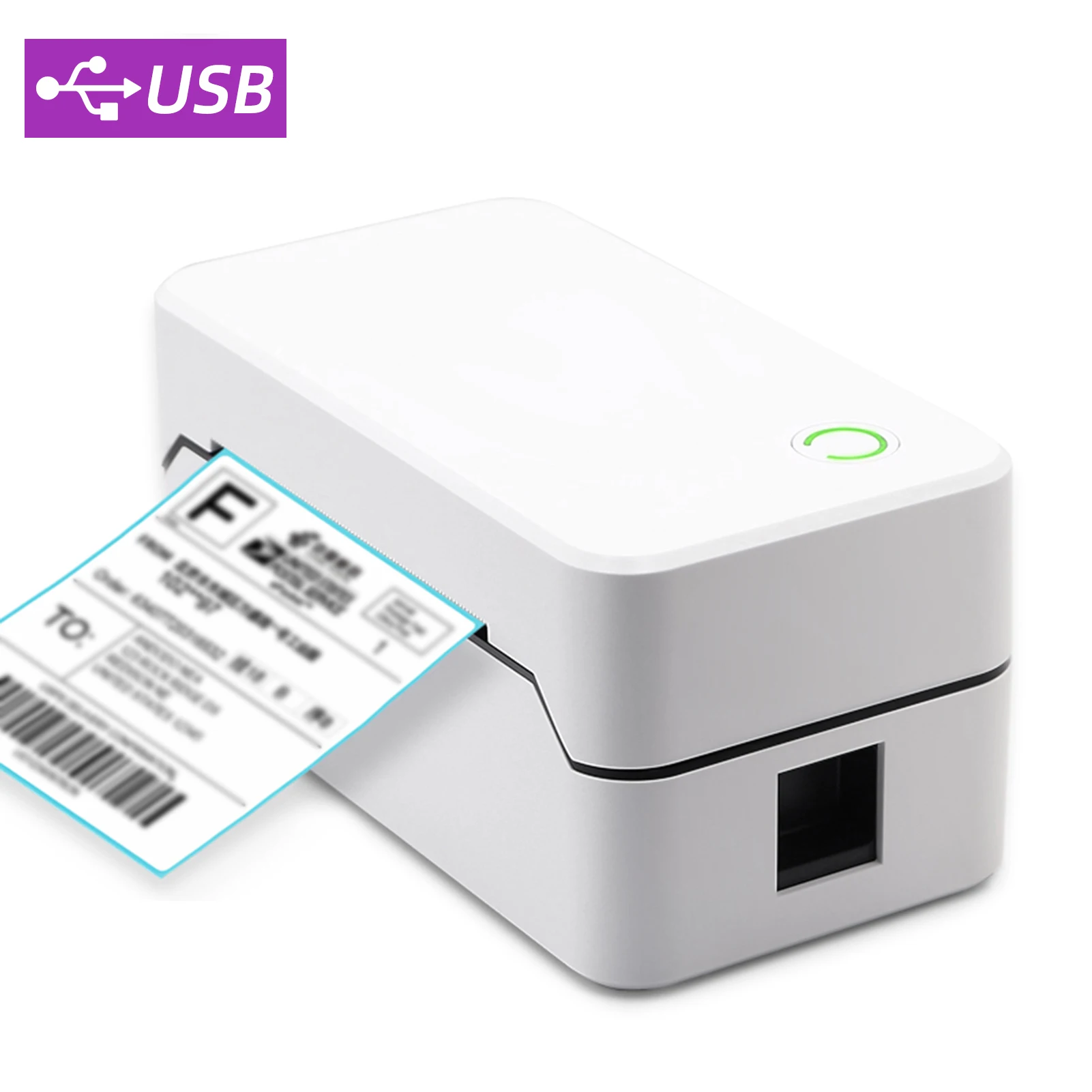 80mm USB Shippting Label Printer with Auto Cutter Desktop Direct Thermal Printing Wired Connection Support 1D 2D Barcode