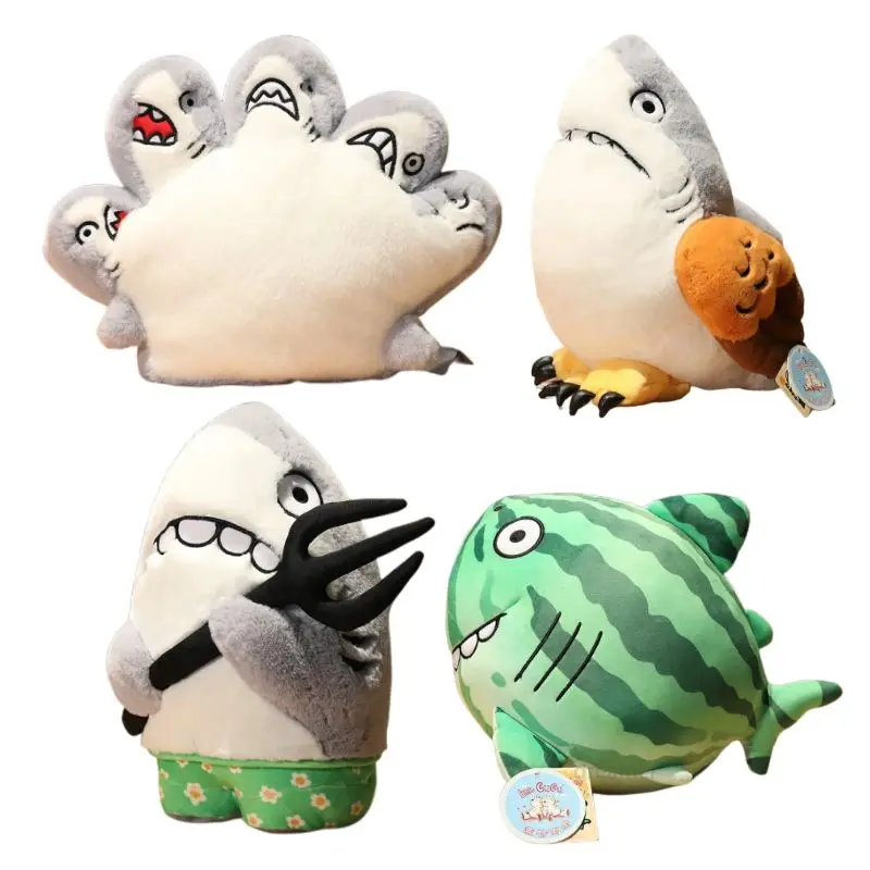 

Trick Shark Bird Plush Toy Stuffed Shark With Harpoon Horse Creative Sea Aniamls Melon Throw Pillow Boy Gift Home Decor Cushion