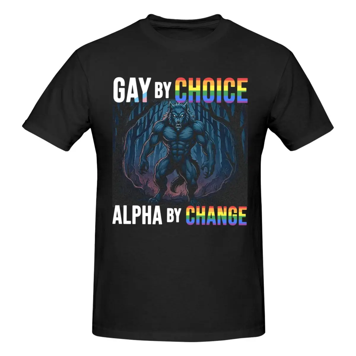 Gay By Chance Alpha By Choice Alpha Wolf LGBT Fun T Shirts Graphic Y2K Idea Cotton T Shirts For Men Women Clothing
