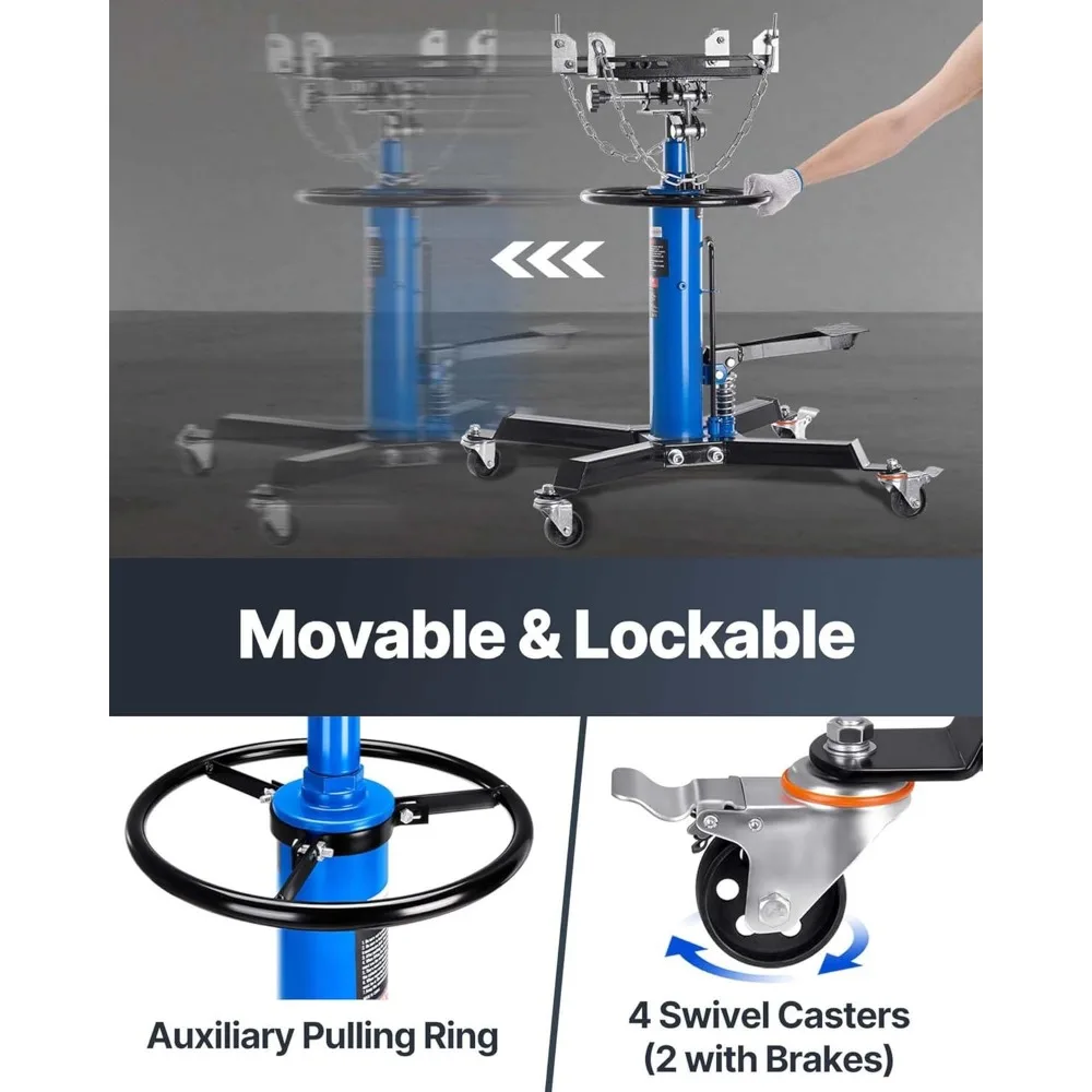 مقبس نقل تلسكوبي هيدروليكي بسعة 33-67 سم بقدرة 1100 رطل مع حامل على مرحلتين لـ 1/2 طن