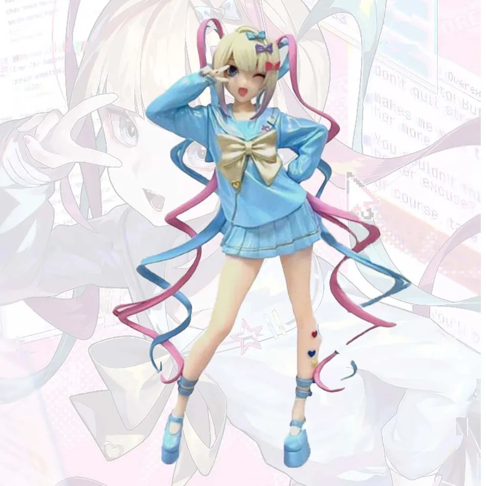 Neue Needy Girl Overdose Anime-Figur mit Katze, Actionfiguren, Virtueller Uploader, PVC-Sammlermodell, Ornamente, Spielzeug, Geburtstagsgeschenke