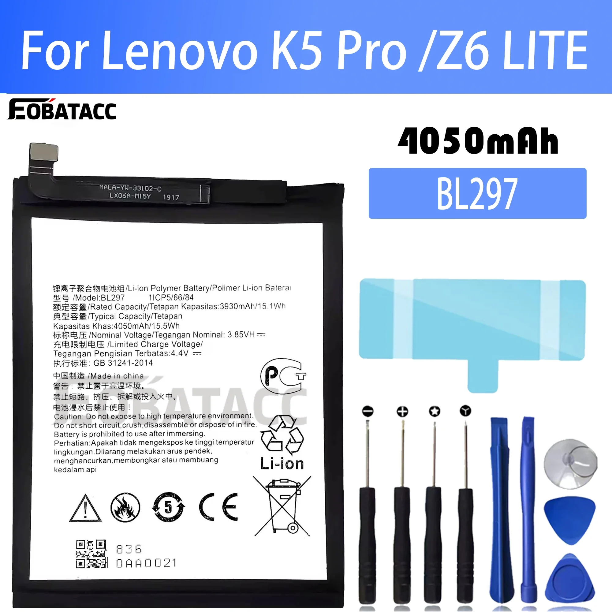 100% New Original Battery BL297 For lenovo  K5 Pro /Z6 LITE Battery + Free Tools