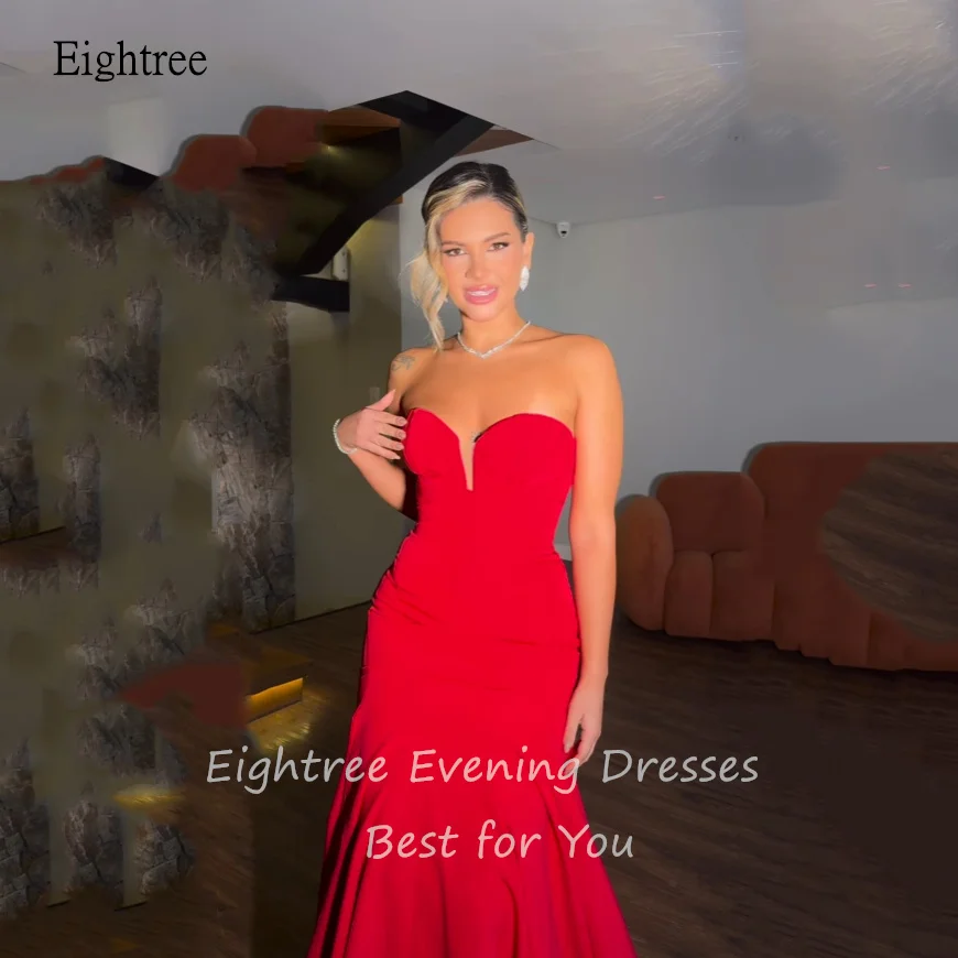 Robe de bal sirène rouge classique, col en cœur, dos nu, robe de soirée formelle, longueur au sol, personnalisée