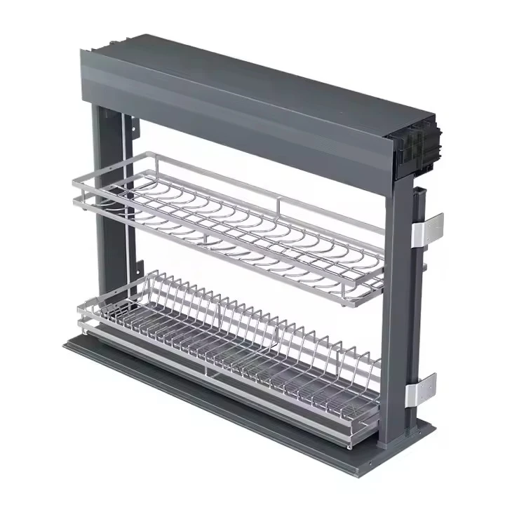Touch Switch Electric Kitchen Rack Smart Dish Rack Electric Pull Down Cupboard Organizer Dish Storage Rack
