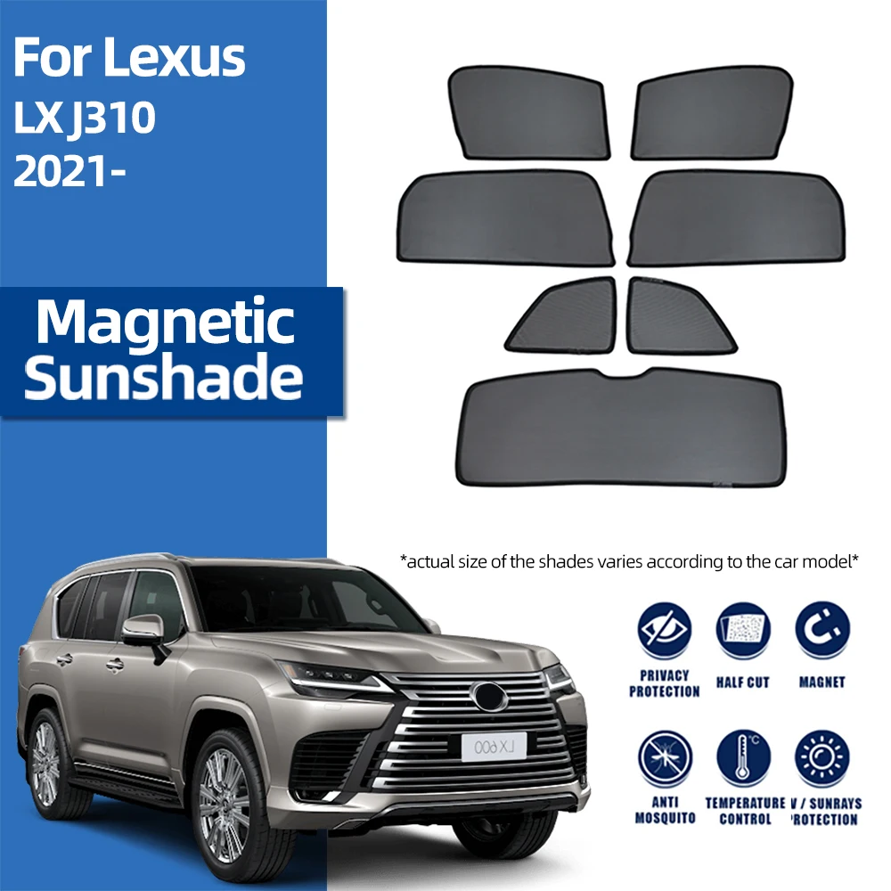 

For Lexus LX J310 2022 2023 2024 Magnetic Car Sunshade Shield Front Windshield Curtain Rear Side Baby Window Sun Shade Visor