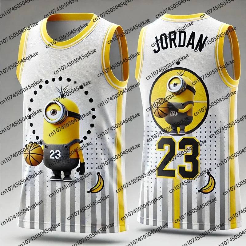 طبعة خاصة GPT Minions & Jordan No.23 سترة كرة السلة التي شيرت التجفيف السريع بلا أكمام جيرسي المتضخم الرياضة طفل/الكبار سترة