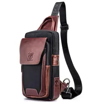 New 2024 Hot Men's First Layer Cowhide Chest Belt Bag Casual Fashion Men's Bag waist bag vintage Shoulder Bag Men's Chest Bag