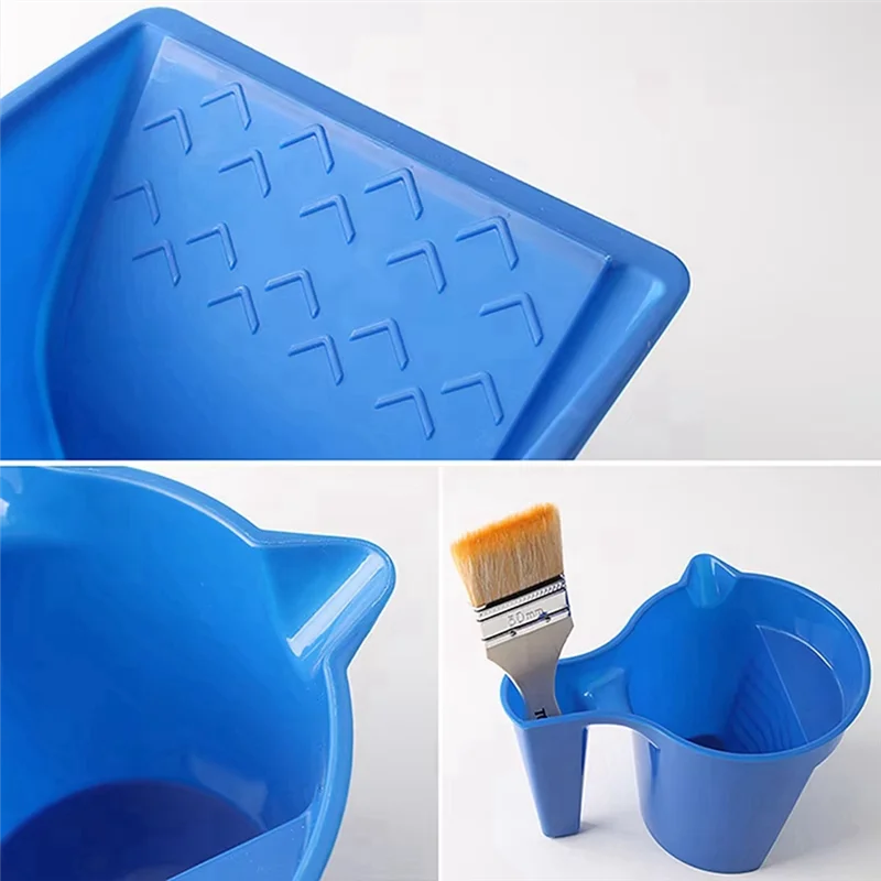 AB47-2 Pcs Roller Brush Holding Paint Cup New Material Convenient Construction Blue Plastic Paint Tray Paint Tool Set