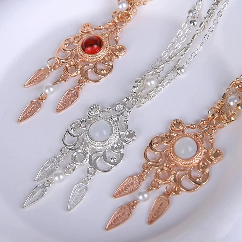 Fashion Vintage Hollow Geometry Flower Head Chain Hairbands  Hair Accessories Women Layered Tassel Headband Party Ornaments