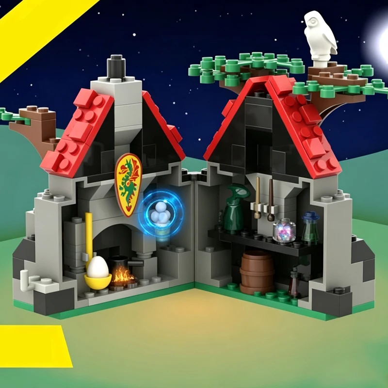 Medieval Castle Model MOC Building Bricks Hidden Small House Modular Technology Children Holiday Gifts Assemble Toys Suit