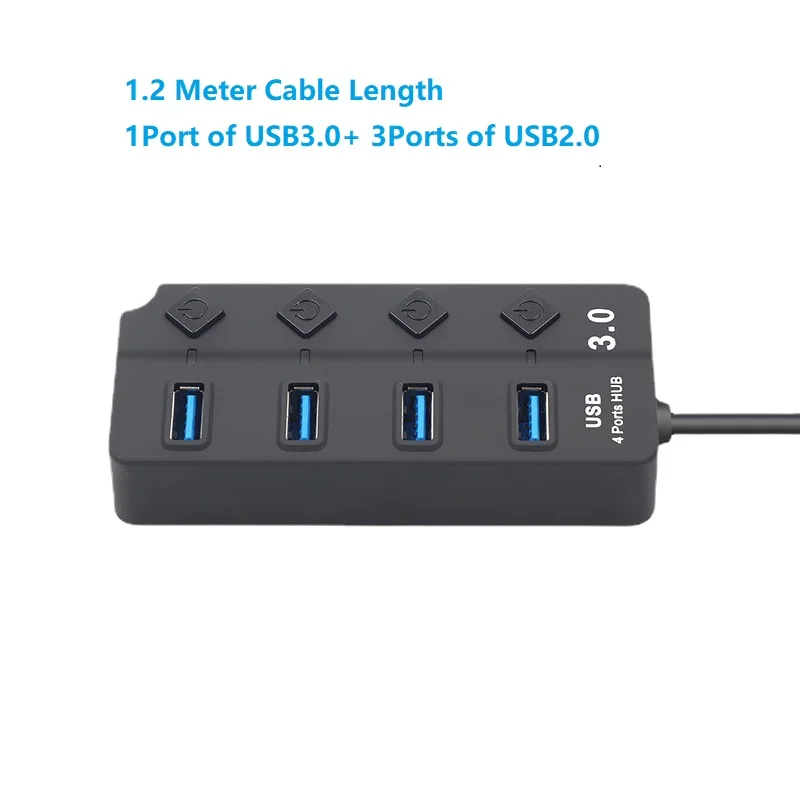 USB HUB 4-7 Ports USB3.0 Kabel Splitter mit Netzschalter 1 in 4-7 Out USB Extend Adapter Datenübertragung Telefon Ladestation – Detail 5